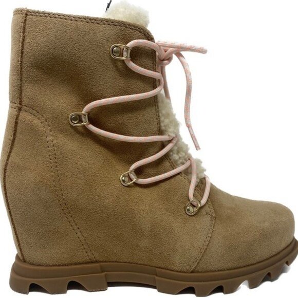 Sorel 8.5 Joan of Arctic Wedge III Lace Cozy Boot Tawny Buff - Picture 1 of 7